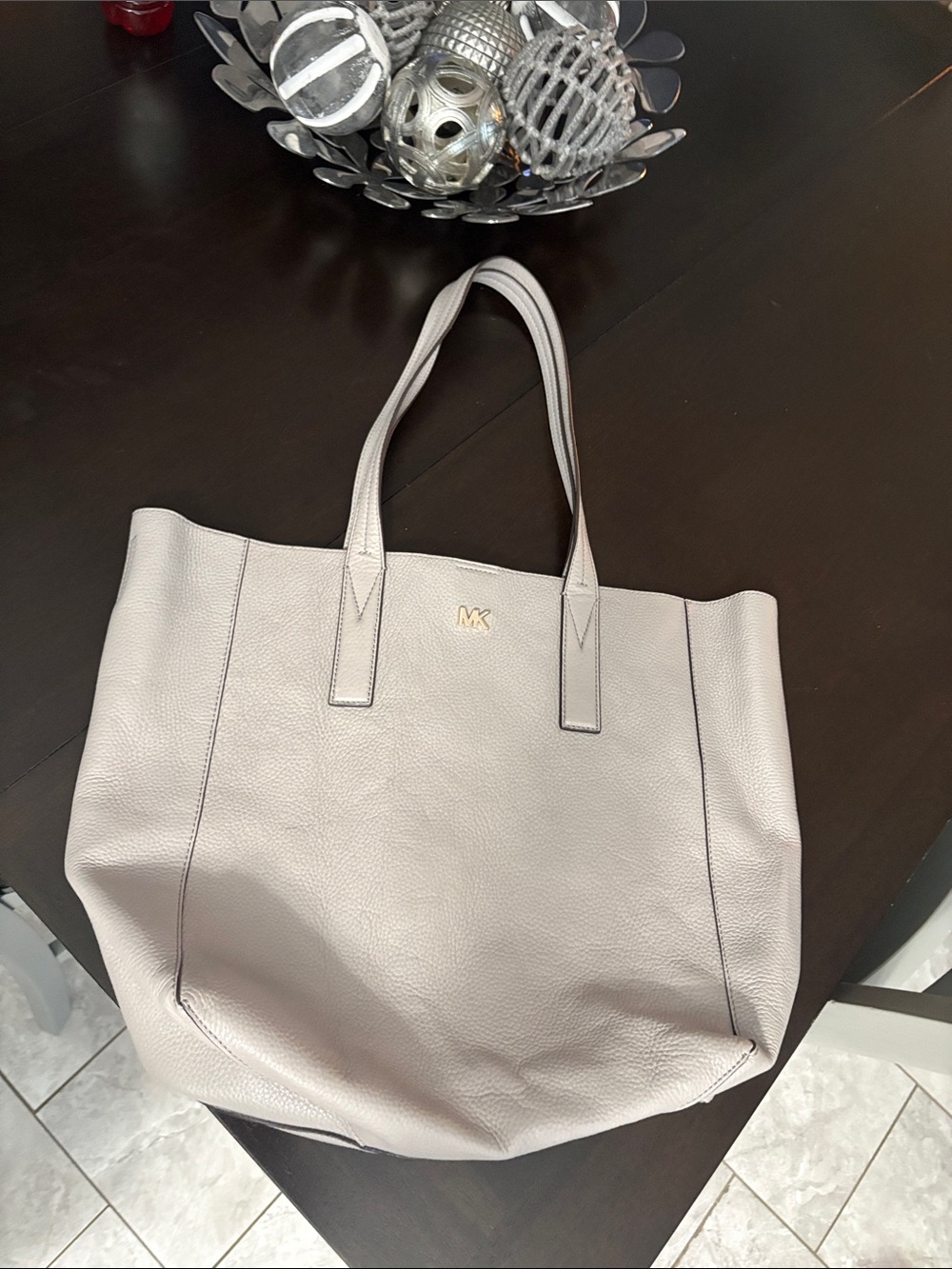 Michael Kors Pale Gray Pebbled Leather Tote